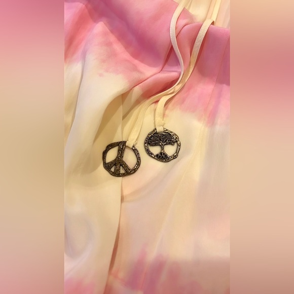 Gypsy 05 100% Silk Pink & Cream Max Dress Medium - Picture 5 of 13